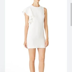 Elizabeth & James Luca Crepe Ruffle-Trim Mini Dress, Ivory